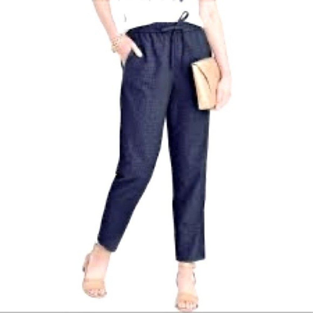J. Crew NWT Eyelet Drawstring Pants Navy Blue S
